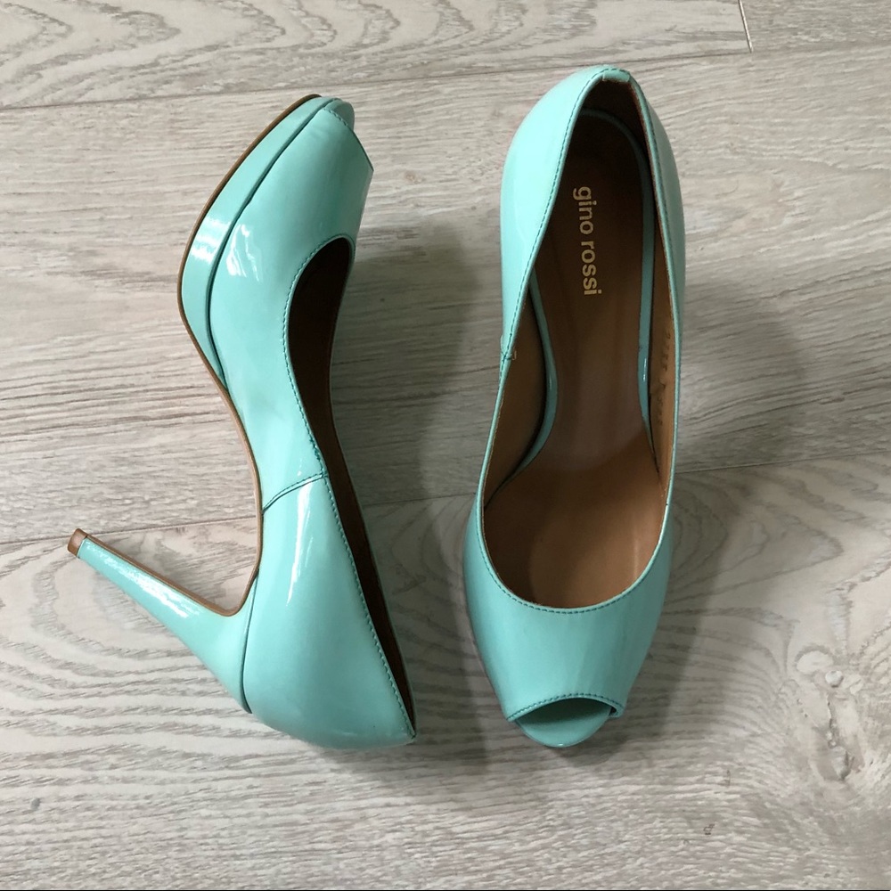 GINO ROSSI Leather Peep-toe Platform Pumps Heels - Picture 3 of 8